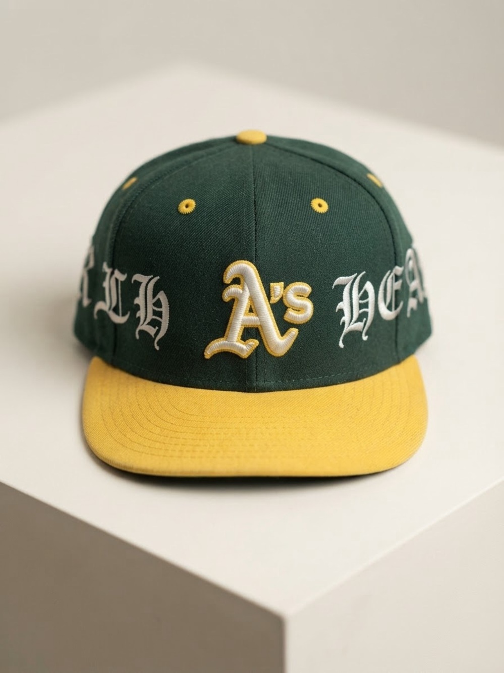 Agent 007 Rich Hell Oakland A's Custom Snapback Hat Green Yellow